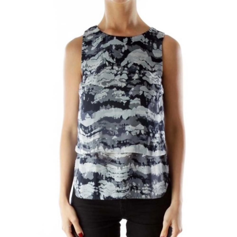 Sz4P Banana Republic 2 layer zipper back blue/grey tank top EUC